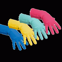 Перчатки резиновые VILEDA МНОГОЦЕЛЕВЫЕ рр 9-L, с напылением, зеленые 1/10 1/50