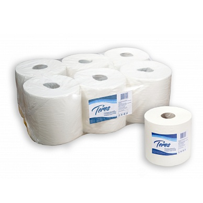 Бумажные полотенца рулонные Терес Комфорт 1-сл, maxi, внутренняя вытяжка, 300 метров, 100% целлюлоза, Т-0150
