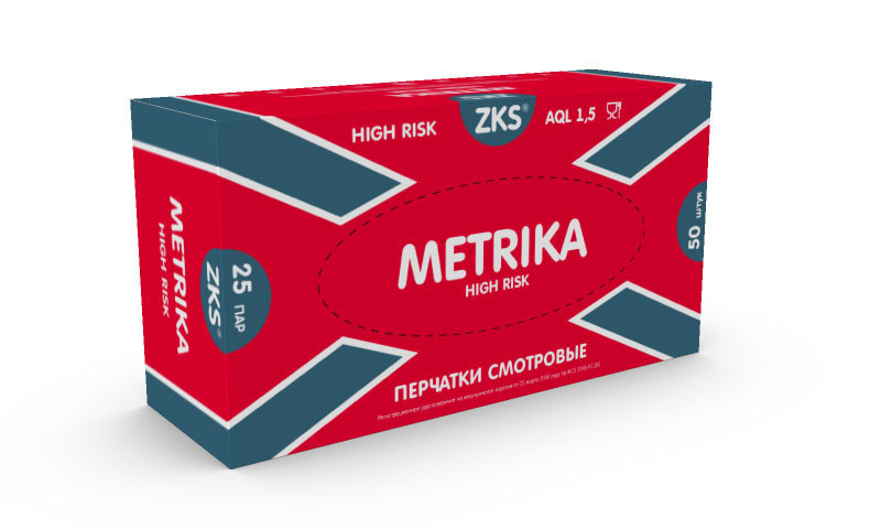 Перчатки ZKS™ латексные сверхпрочные High Risk 'Metrika' размер XL