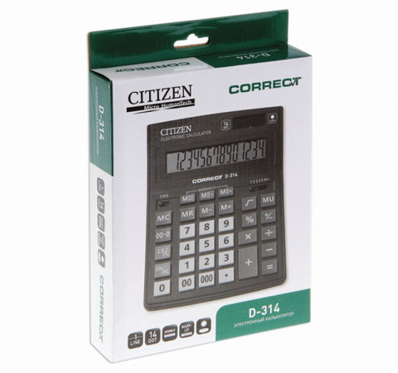 Калькулятор настольн Citizen SDC-554S,14-разряд черн
