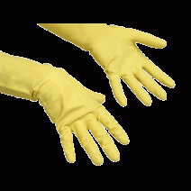 Перчатки резиновые VILEDA КОНТРАКТ рр 7-S, с напылением, желтые 1/10 1/50