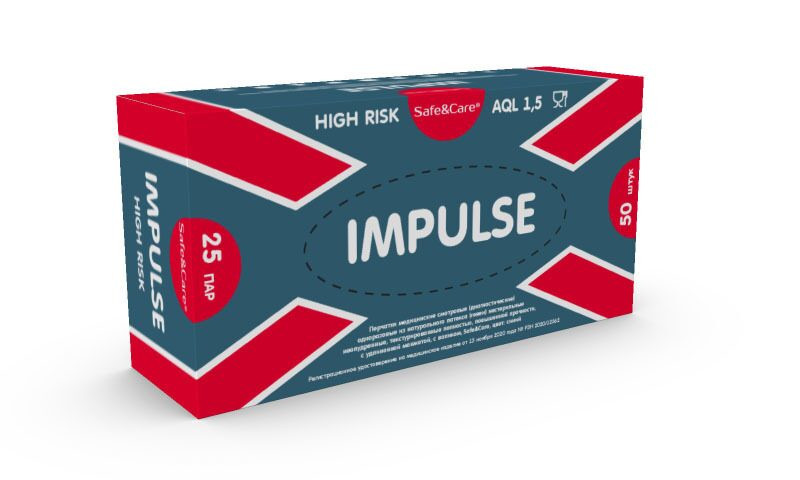 Перчатки Safe&Care латексные 'Impulse' High Risk размер L