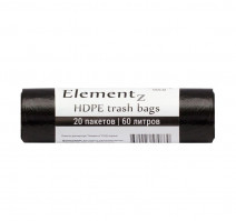 Пакет мусорный 60л ПНД черный (20шт/рул) Elementz