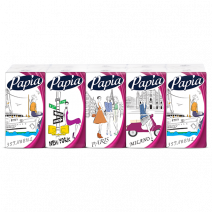 Платочки бумажные носовые белые PAPIA 4сл, 10шт 1/30