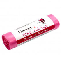 Пакет мусорный 60л ПНД розовый (20шт/рул) Elementz