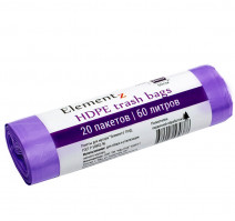 Пакет мусорный 60л ПНД сиреневый (20шт/рул) Elementz