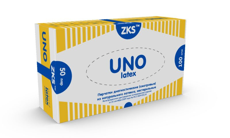 Перчатки ZKS™ латексные неопудренные 'UNO' (однократного хлорирования)