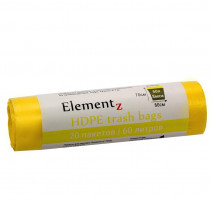 Пакет мусорный 60л ПНД желтый (20шт/рул) Elementz