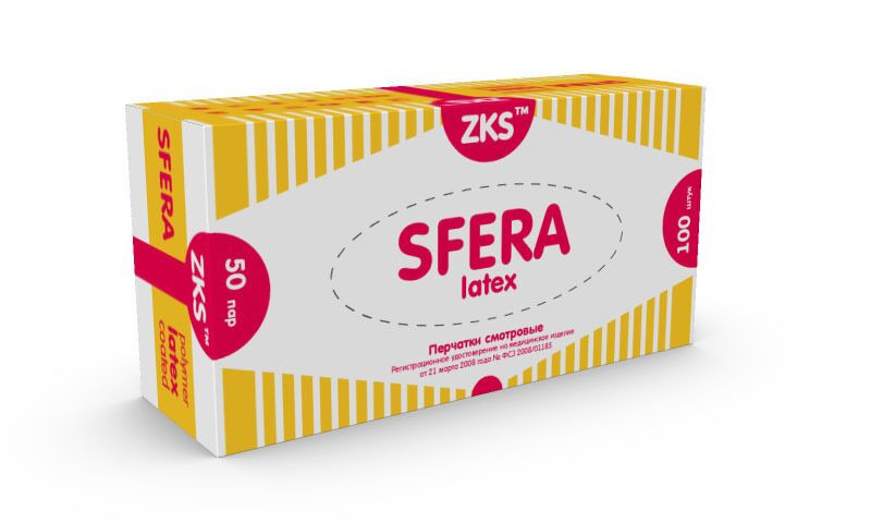 Перчатки ZKS™ латексные неопудренные 'Sfera' (с внутренним полимерным покрытием) размер L