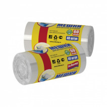 Пакеты для мусора 60л, ПНД, 40шт, рулон, белые 30/1