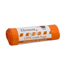 Пакет мусорный 60л ПВД оранжевый (10шт/рул) Elementz