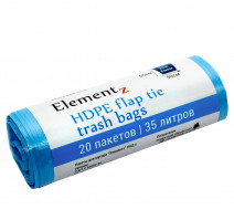 Пакет мусорный 35л ПНД голубой (20шт/рул) с ушками Elementz