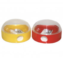 Точилка пластм. INDEX, круглая, с контейнером, ассорти