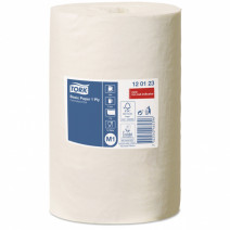 Протирочная бумага белая в мини-рулоне с центральной вытяжкой TORK UNIVERSAL 1сл, 120м, М1-120123 11/1