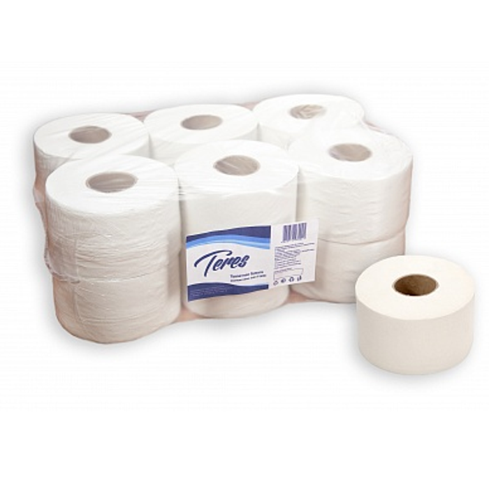 Туалетная бумага Терес Эконом+, 1-сл., mini, 200 метров, отбеленная макулатура, Т-0024