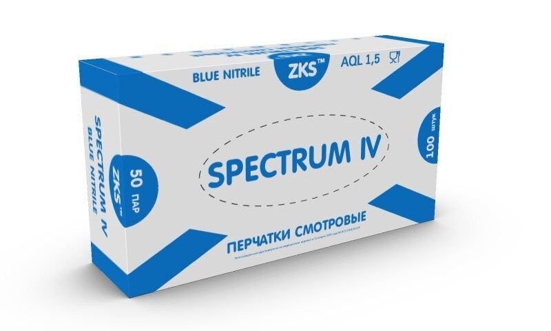 Перчатки ZKS™ нитриловые 'Spectrum IV' голубые размер XL