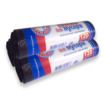 Пакеты для мусора повышенной прочности 120л, ПВД, 10шт, рулон, черные 24/1