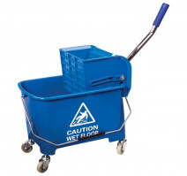 Ведро 20л пластиковое с механическим отжимом на колесах синее