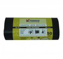 Пакет мусорный 60л ПНД черный (50 шт/рул) ToMoS