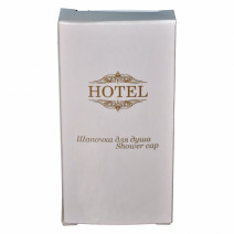 Шапочка для душа в картонной упаковке HOTEL бело-золотой 1/500