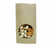 Пакет бумажный крафт прямоуг.дно 250х120х80 окно круг 9 (500 шт.)