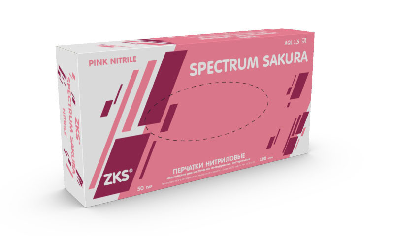 Перчатки ZKS™ нитриловые 'Spectrum Sakura' розовые
