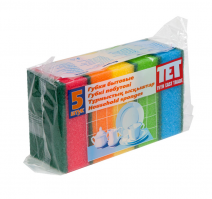 Губка 95х65х33мм 5 шт/упак TET с абразивом