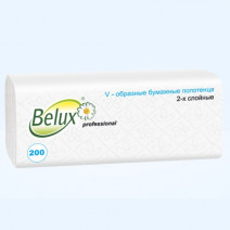 Полотенце бумажное белое BELUX PROFESSIONAL 2сл, 200л, V-сл, 22*24см 1/20
