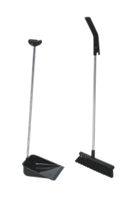 Совок с длинной ручкой и метла, серый