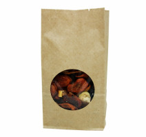 Пакет бумажный крафт прямоуг.дно 200х100х60 окно круг 7 (500 шт.)