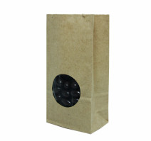 Пакет бумажный крафт прямоуг.дно 170х80х50 окно круг 5 (600 шт.)