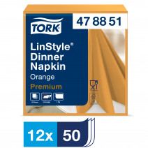 Салфетки Tork LinStyle, Premium, 39х39 см, 1 сл, 50 листов, оранжевые