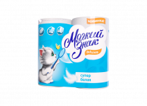 Туалетная бумага белая МЯГКИЙ ЗНАК DELUX б/т 2сл, 20м,160л, 4шт 1/24