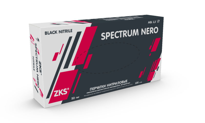 Перчатки ZKS™ нитриловые 'Spectrum Nero' черные размер S
