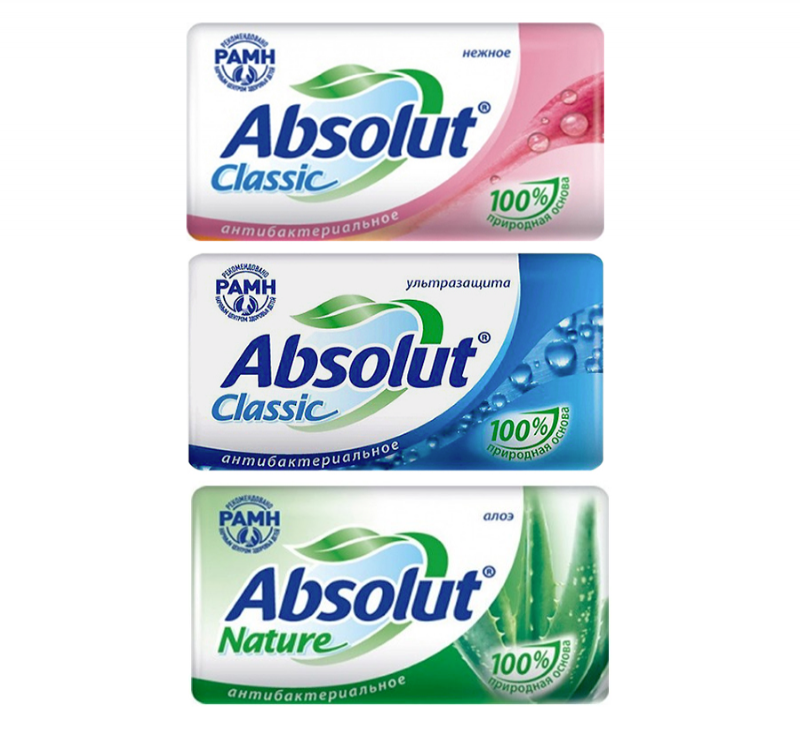 Мыло туалетное 90г Absolut антибактериальное
