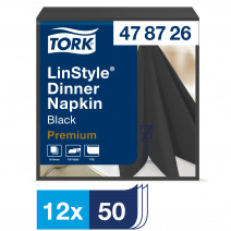 Салфетки Tork LinStyle, Premium, 39х39 см, 1 сл, 50 листов, черные