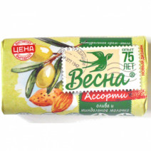 Туалетное мыло ВЕСНА ОЛИВА и МИНДАЛЬНОЕ МОЛОЧКО 90г 1/72