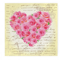 Салфетки бумажные сердце из роз BATIST 33*33см, 2сл, 30л 1/20