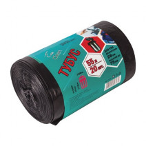 Пакеты для мусора EcoClean ТУБУС д/урн 27*76см, 55л, ПВД, 20шт, рулон, черные, 25мкм, 45*100см 1/20