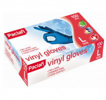 Перчатки виниловые неопудренные 100шт/упак L голубые