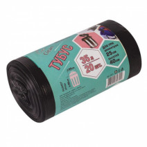 Пакеты для мусора EcoClean ТУБУС д/урн 25*40см, 35л, ПВД, 20шт, рулон, черные, 25мкм, 42*70см 1/25