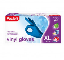 Перчатки виниловые неопудренные 100шт/упак ХL голубые