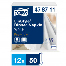 Салфетки Tork LinStyle, Premium, 39х39 см, 1 сл, 50 листов, белые
