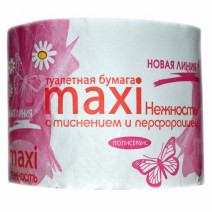 Туалетная бумага белая МАКСИ НЕЖНОСТЬ 1сл, 38м, 1шт 1/48